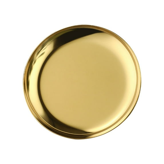 PASILI Korean Style Metal Round Storage Tray Stainless Steel Serving Plate Cosmetics Jewelry Tray Ornament Photo Props
