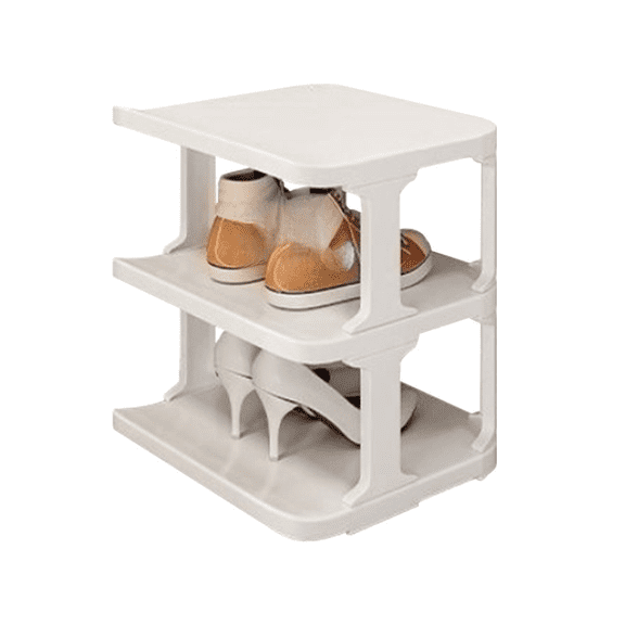 PASILI Lightweight 3 Level Shoe Rack White PP Easy Clean Space Saving 26.5x24.5x30cm