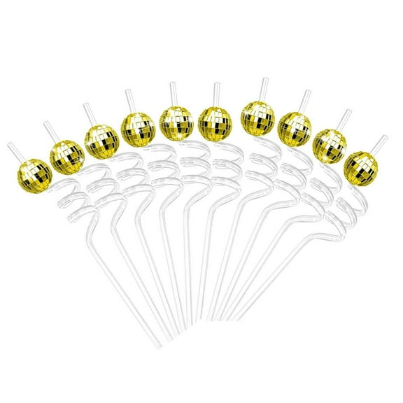 PASILI Mirrored Disco Ball Straws 70S Disco Party Decoration Supplies Cocktail Straws