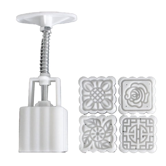 PASILI Square Hand Press Pastry 50G Moon Cake With 4 Stamps For Exquisite Treats