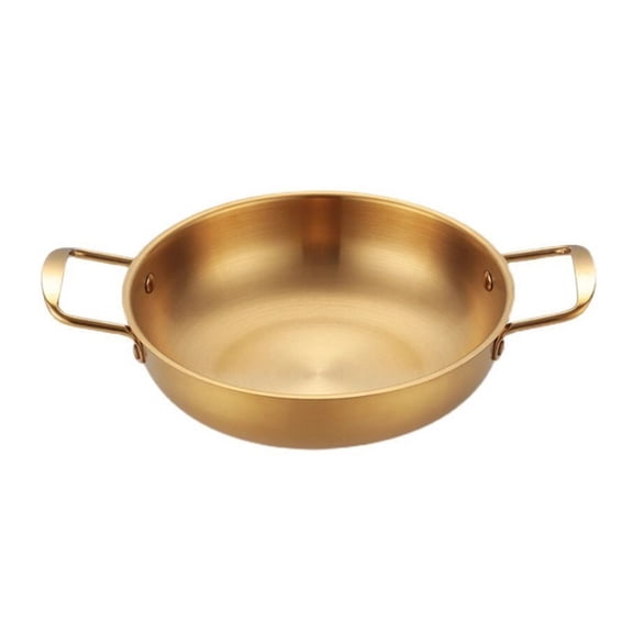 PASILI Stainless Steel Double Handle Paella Pot Saucepan Flat Bottom Cooking Pan