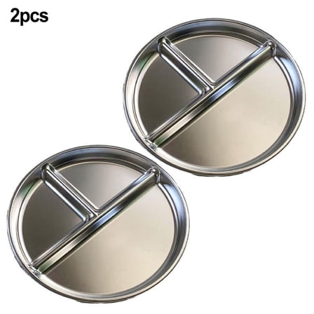 PASILI Stainless Steel Meal Plates With Three Compartments For Portion Control