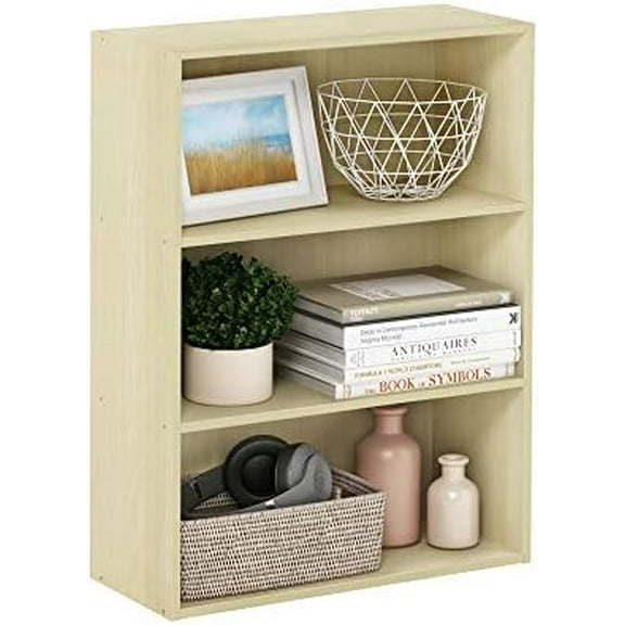 PASIR Book Shelf, 3-Tier Bookshelf, Storage Shelves Bookcase, 9.7 x 23.7 x 31.5, for Living Room, Bedroom, Home Office, Maple