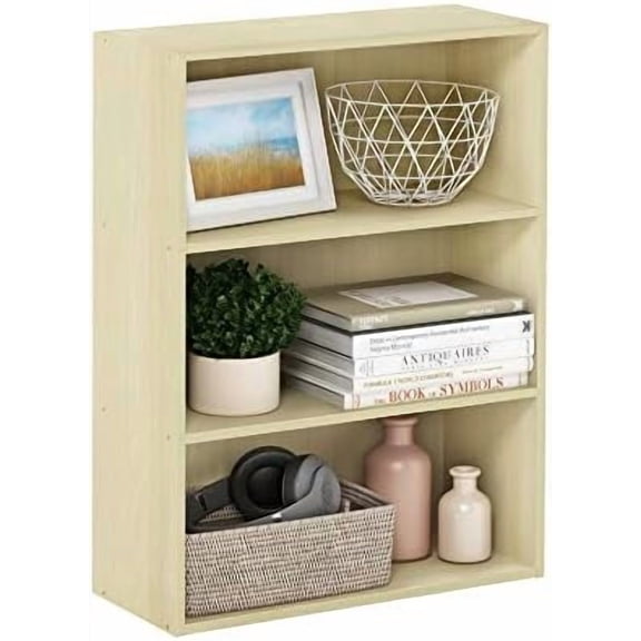 PASIR Book Shelf, 3-Tier Bookshelf, Storage Shelves Bookcase, 9.7 x 23.7 x 31.5, for Living Room, Bedroom, Home Office, Maple