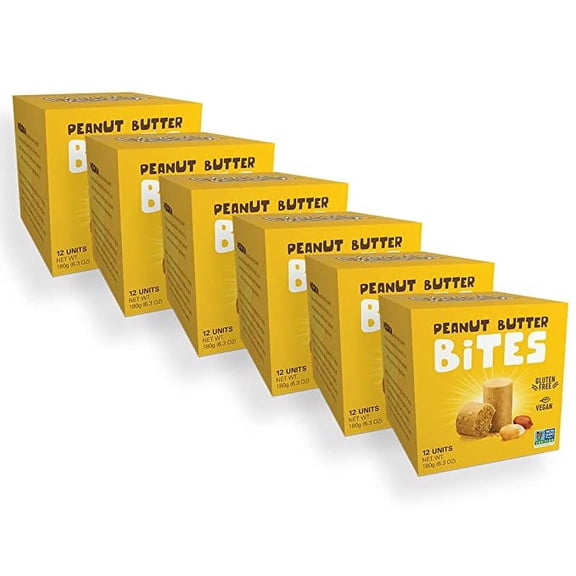 PASOKIN | Natural Peanut Butter Snack | Creamy PB Bites | Gluten Free, Vegan Protein | Pacoca Made in USA, 6 Boxes with 12 Bites (72 Bites)