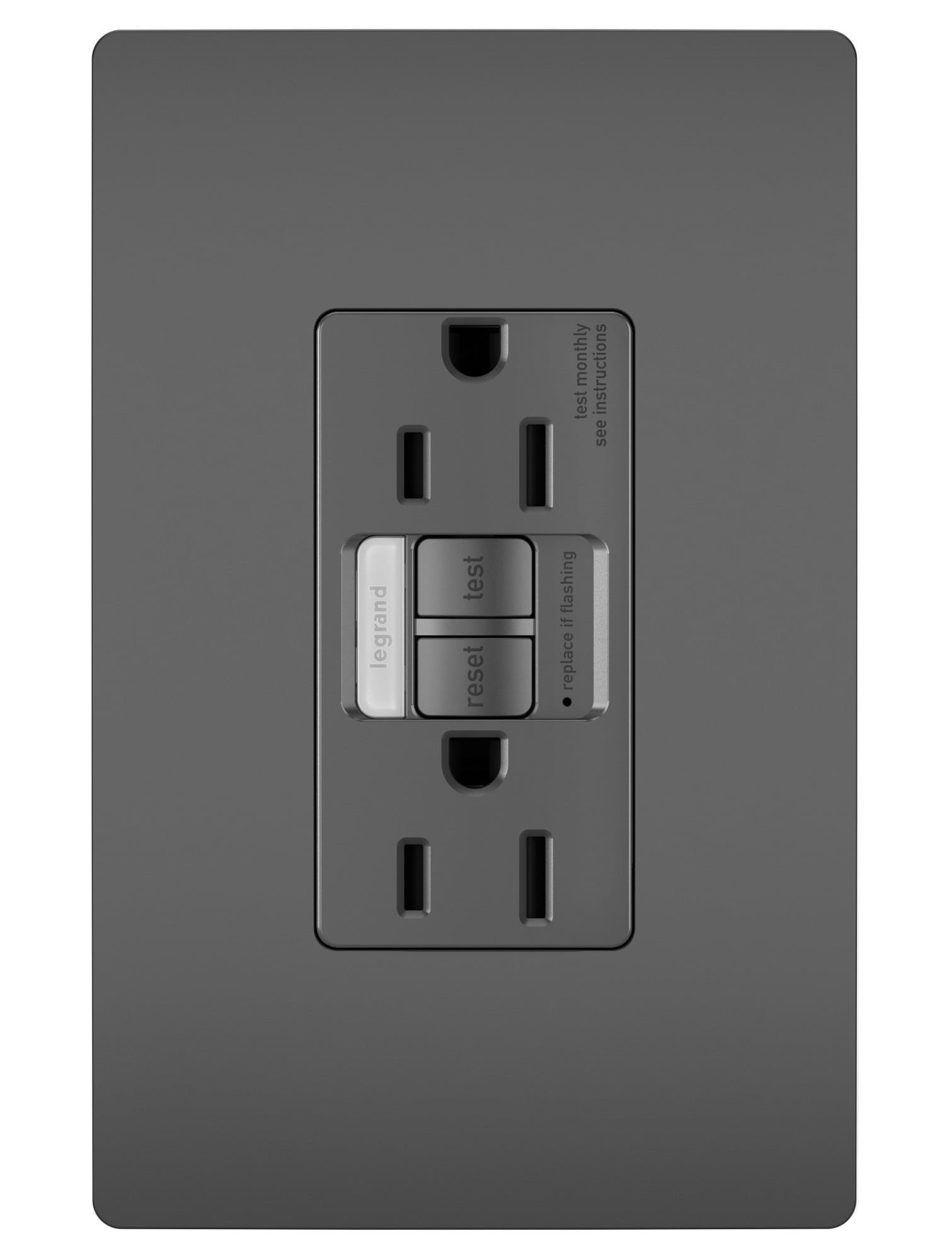 PASS & SEYMOUR GFCI Receptacle/Night Light, 15A, Black 1597NTLTRBKCC4