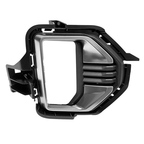 PASSENGER SIDE FOG LIGHT BEZEL; BLACK WITH DARK CHROME MOLDING; MADE