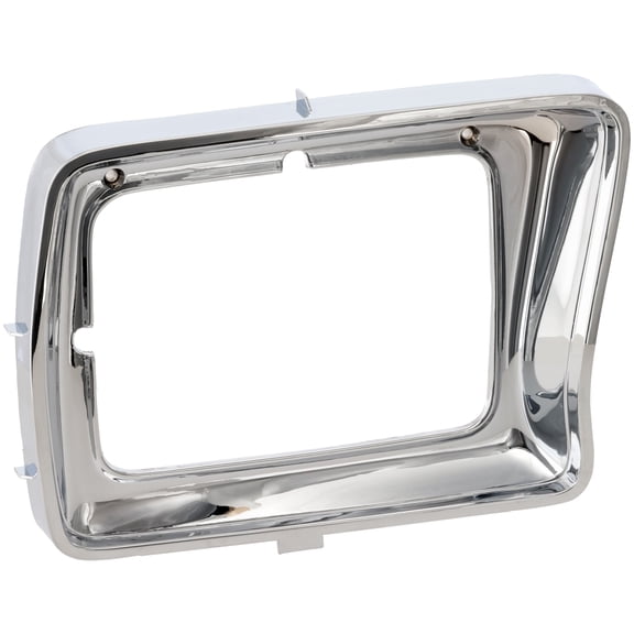 PASSENGER SIDE HEADLIGHT BEZEL; ALL CHROME; FOR USE WITH SQUARE LAMPS; MADE OF PLASTIC