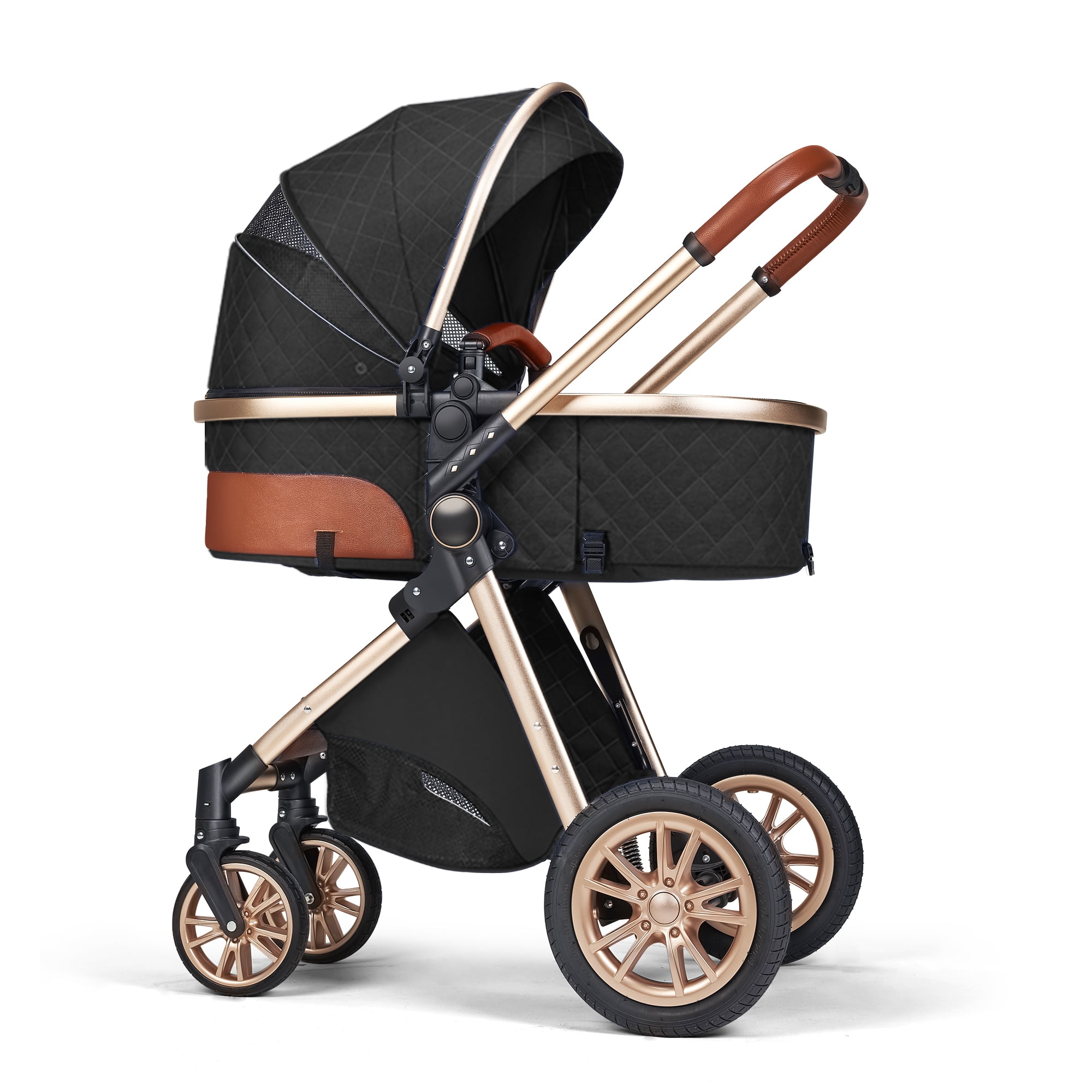 PASSING LOVE Newborn Infant Toddler Baby Stroller with Reversible Seat Brown