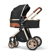 PASSING LOVE Newborn Infant Toddler Baby Stroller with Reversible Seat,Black