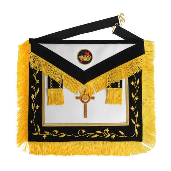 PAST COMMANDER KNIGHTS TEMPLAR COMMANDERY APRON - BLACK VELVET WITH GOLD FRINGE | Distinguished Masonic Regalia in Satin Finish