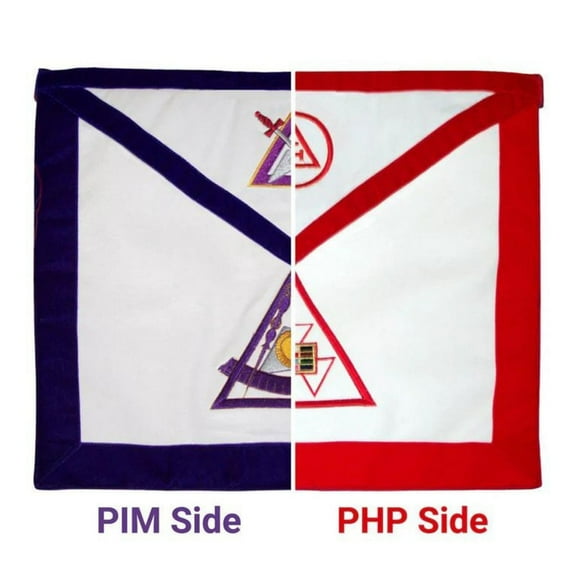 PAST HIGH PRIEST & PAST ILLUSTRIOUS MASTER APRON - REVERSIBLE ROYAL ARCH CHAPTER & COUNCIL APRON, DUAL-SIDED MASONIC APRON