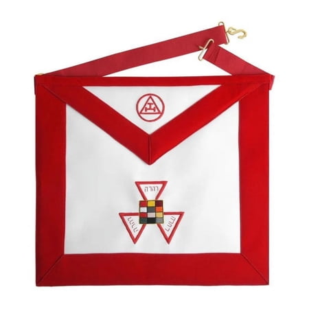 PAST HIGH PRIEST ROYAL ARCH CHAPTER APRON - HAND EMBROIDERED RED WITH TRIPLE TAU INSIGNIA
