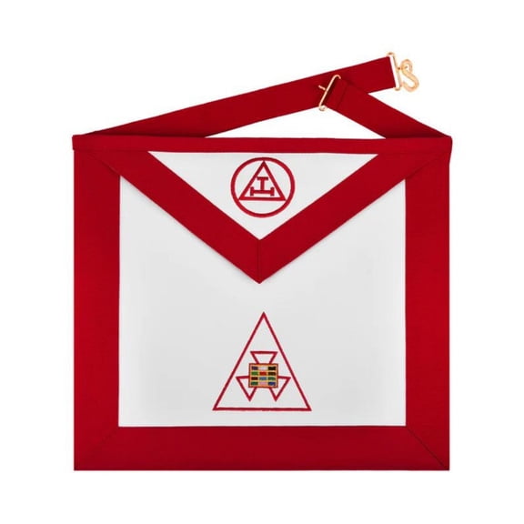 PAST HIGH PRIEST ROYAL ARCH CHAPTER APRON - RED RIBBON WITH TRIPLE TAU