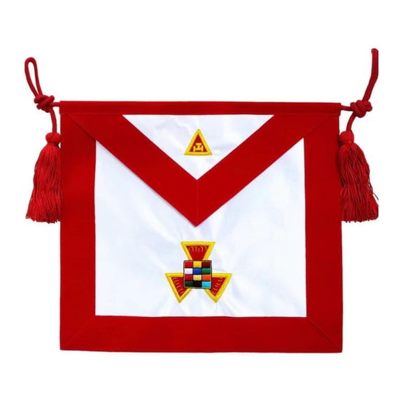 PAST HIGH PRIEST ROYAL ARCH CHAPTER APRON - RED VELVET WITH GOLD EMBROIDERY INSIGNIA