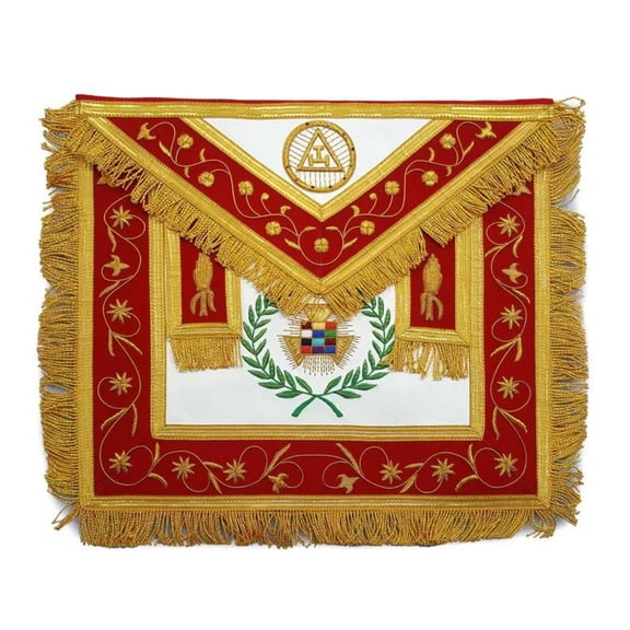 PAST HIGH PRIEST ROYAL ARCH CHAPTER APRON - RED WITH GOLD WREATH EMBLEM