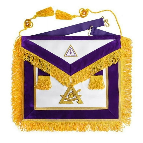 PAST THRICE ILLUSTRIOUS MASTER ROYAL & SELECT MASTERS ENGLISH REGULATION APRON - PURPLE WITH GOLD FRINGE | Premium Masonic Regalia