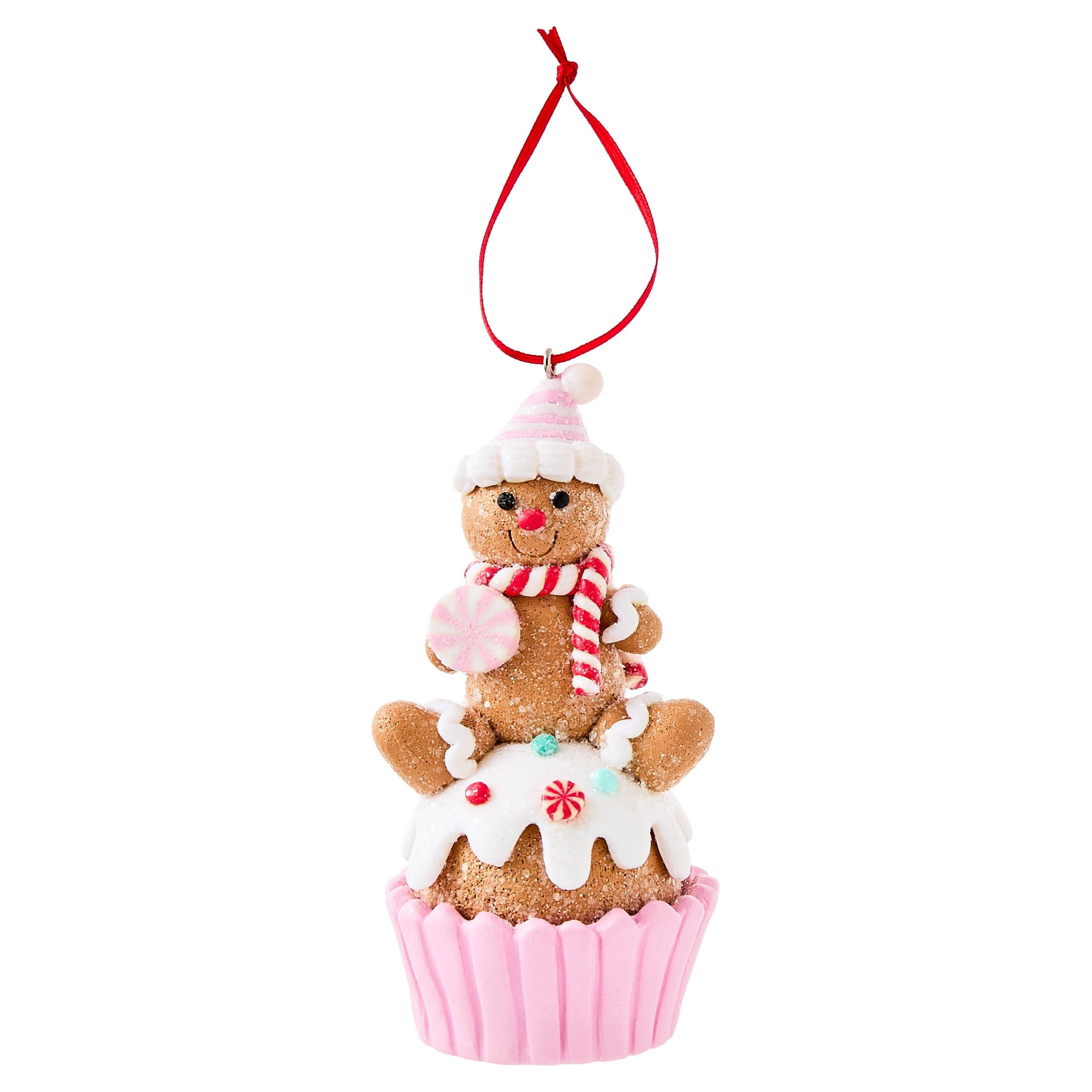 Multicolor Pastel Clay Dough Gingerbread Man Cupcake Christmas Ornament, 4.5", by Holiday Time