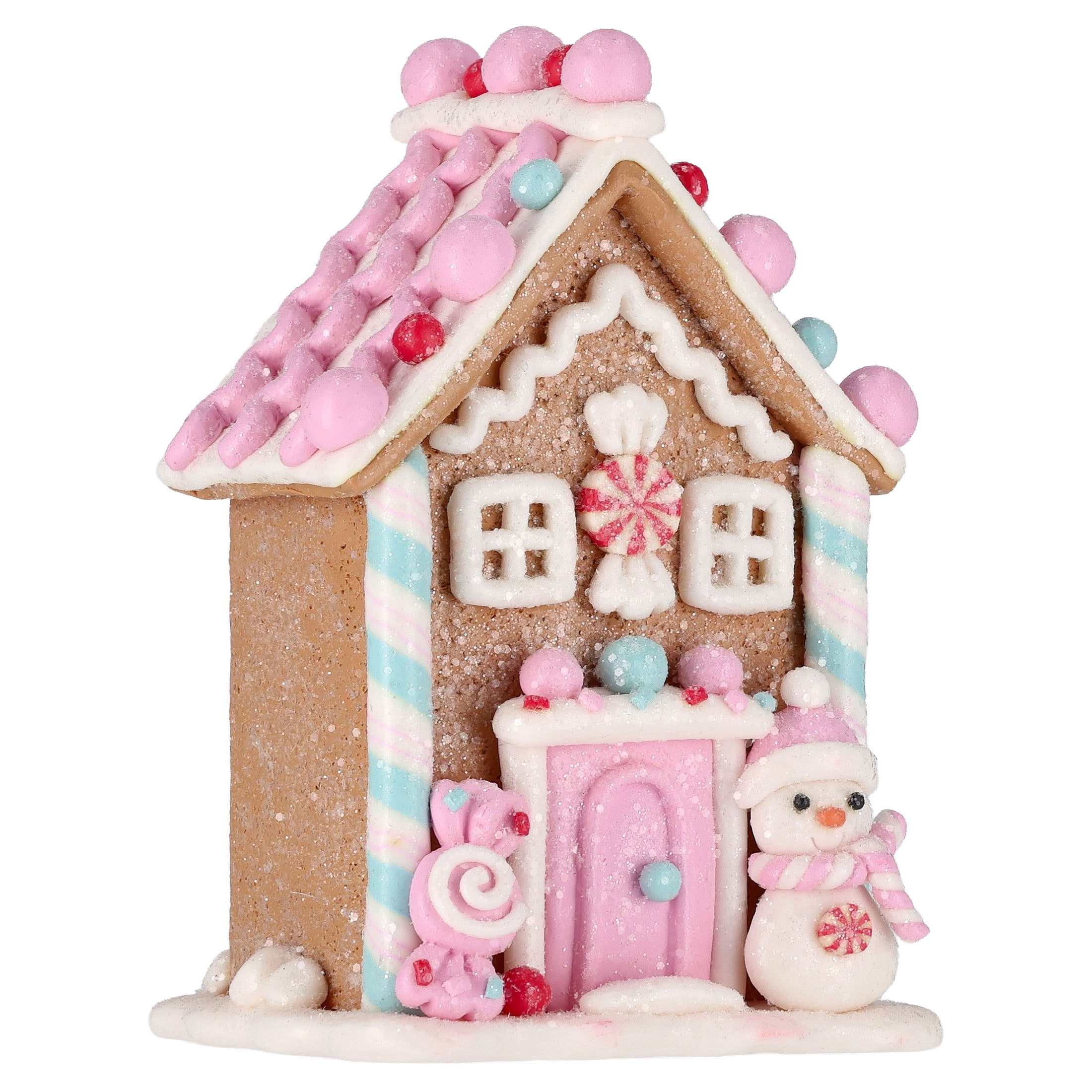Clay Dough Gingerbread House with Snowman Christmas Decoration, Multicolor, 5.3", by Holiday Time