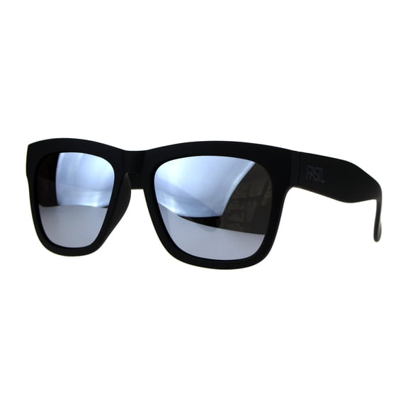 PASTL Sunglasses Polarized Silver Mirror Lens Soft Matted Black Square Frame