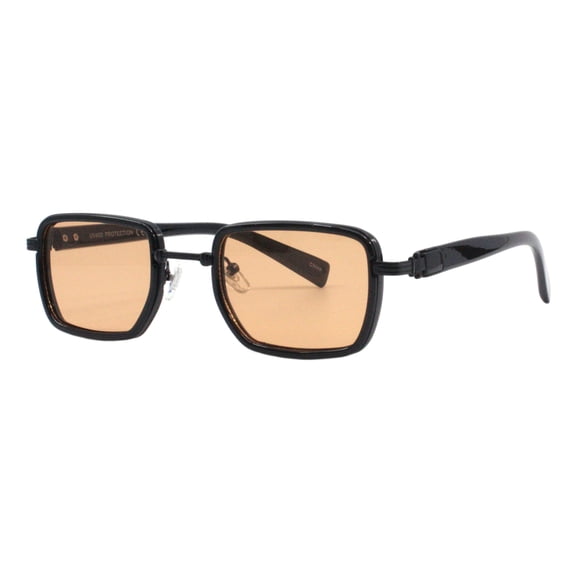 PASTL Sunglasses for Men & Women Retro Rectangle Metal Trim UV400 Black, Orange