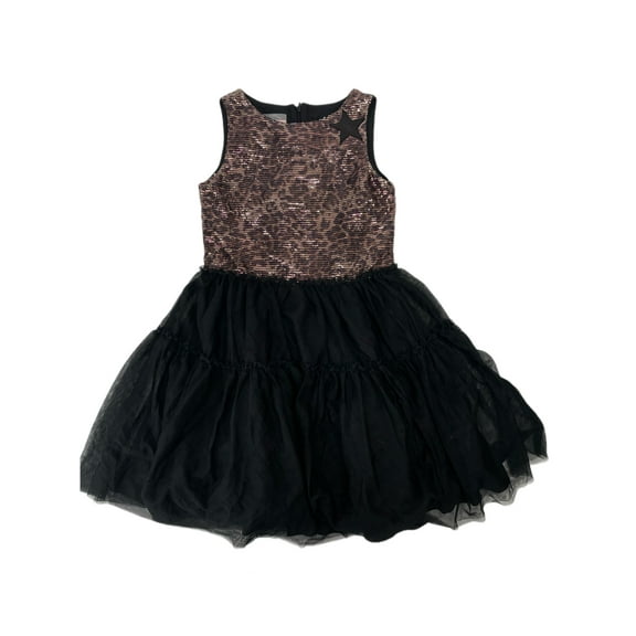 PASTOURELLE BY PIPPA & JULIE Girl's Sequin Sleeveless Dress. Black, Brown, 14