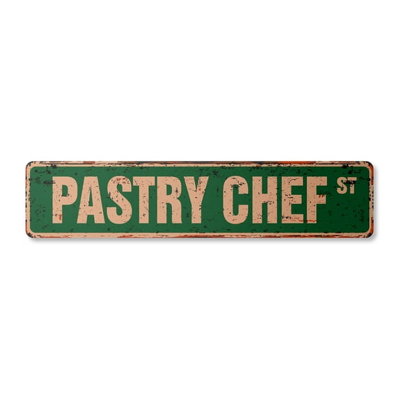 PASTRY CHEF Vintage Aluminum Street Sign baker cakes pastries cookie bread rustic metal tin | Indoor/Outdoor | 24" Wide