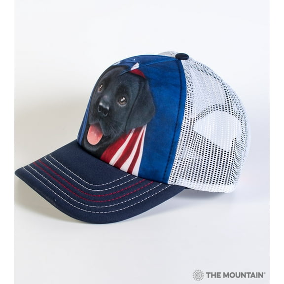 PAT BLCK LAB PUP Dogs Foam Trucker Hat Blue Adult Men's Women's Trucker Cap