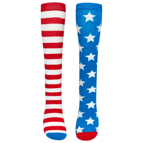 Stars and Stripes Knee Socks, Red/White/Blue, One Size, Patriotic by Way To Celebrate