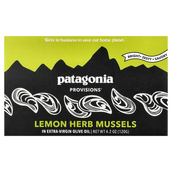 Patagonia Provisions Lemon Herb Mussels In Extra-Virgin Olive Oil, 4.2 oz (120 g)