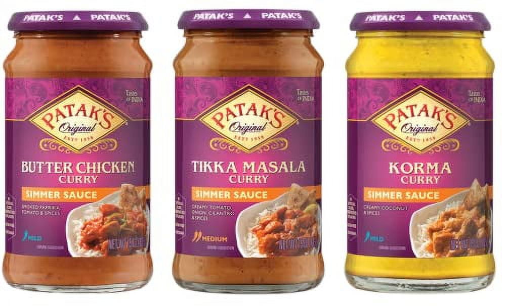 PATAK'S Simmer Sauce, 15 Oz (Pack of 3), Variety Pack (1 Butter Chicken