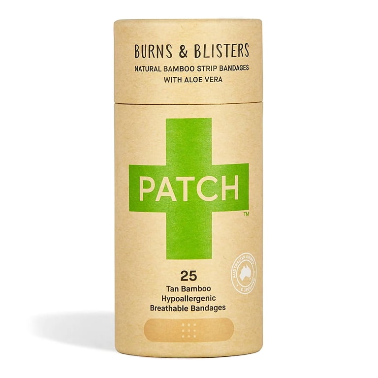 PATCH Organic Bamboo Adhesive Strip Bandages with Aloe Vera, Tan, 25 ct  (Pack of 3)