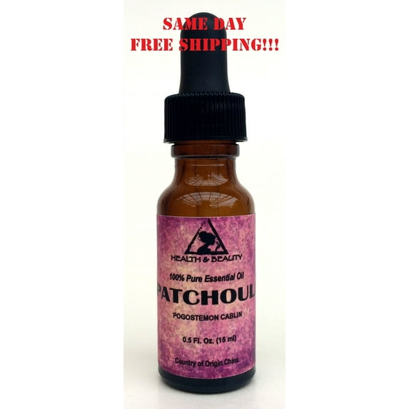 PATCHOULI ESSENTIAL OIL AROMATHERAPY NATURAL PURE WITH GLASS DROPP 0.5 OZ, 15 ML