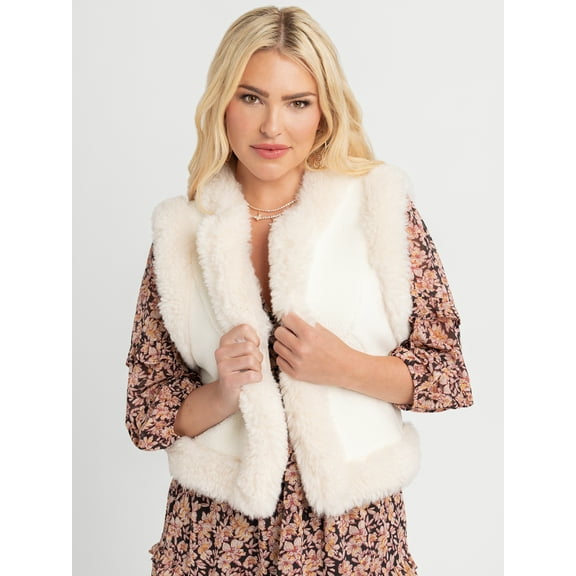Jessica Simpson Women's Patchwork Faux Fur Vest, Sizes XS-XXL