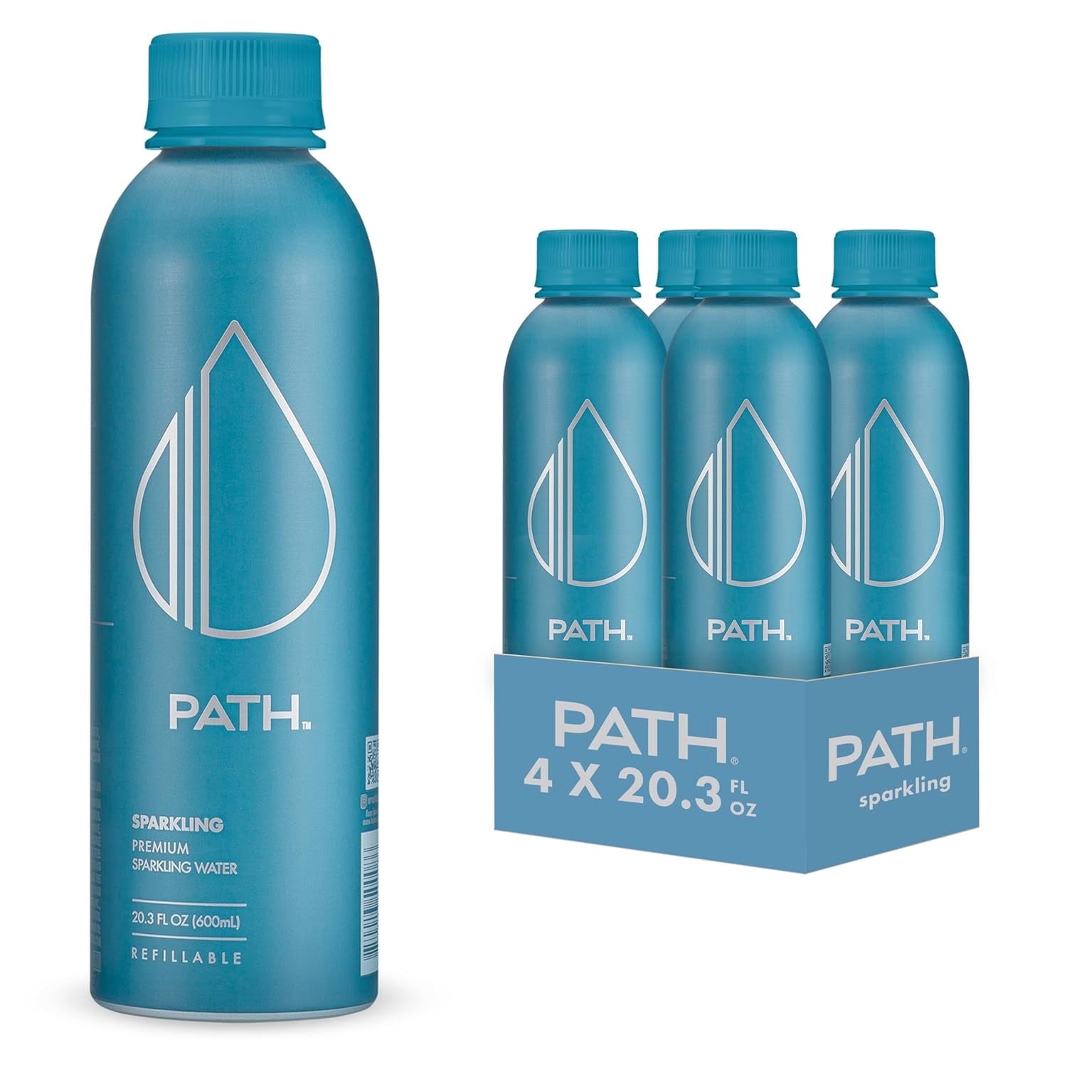 PATH Water Ultra-Purified Sparkling Water, 20 fl oz, 4 pack Aluminum Bottles