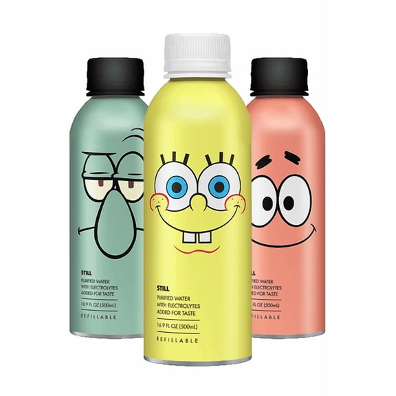 PATH Water Ultra-Purified Still Water, 16.9 fl oz, 12 Pack Aluminum Bottles, Limited Edition Spongebob Variety Pack