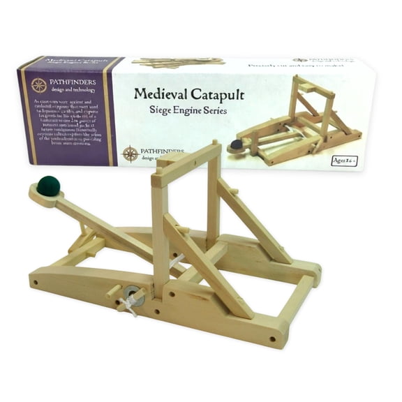 PATHFINDERS Medieval Catapult STEM Building Kit | Wooden Catapult Model | Mechanical Engineering, Physics & Historical Siege Project