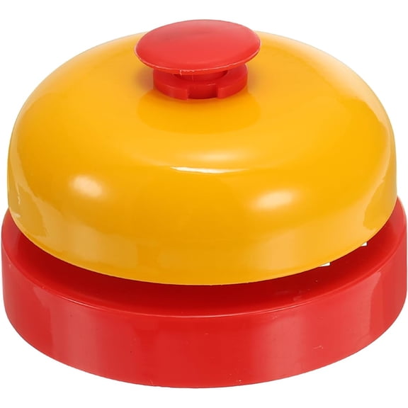 PATIKIL Desk Call Bell 2.5" Diameter, Dinner Desk Front Bell for Service with Metal Anti-Rust Construction for Hotel Restaurant Reception Areas Office Warehouse, Yellow/Red