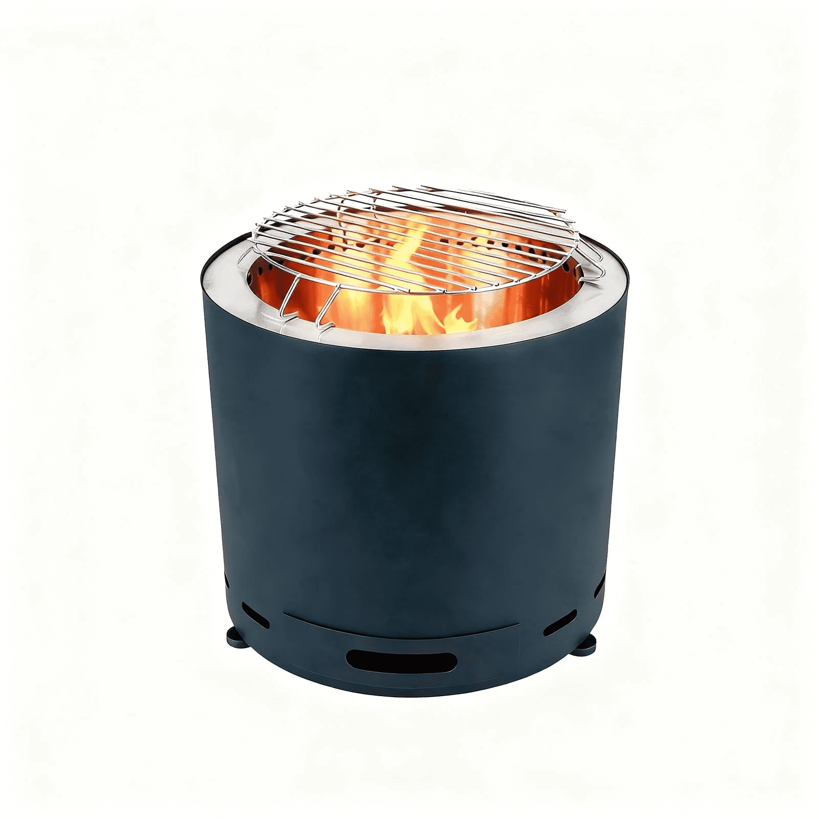 PATIO-IN 15 Inch Black Smokeless Fire Pit, Portable Stainless Steel Firepit with Carry Bag  for Patio, Backyard, Camping