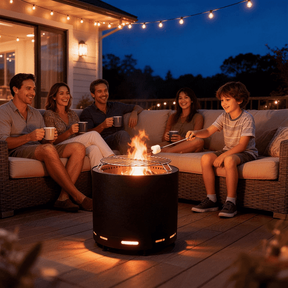 PATIO-IN 19" Smokeless Fire Pit, Portable Stainless Steel Wood-Burning Firepit for Outdoor Camping