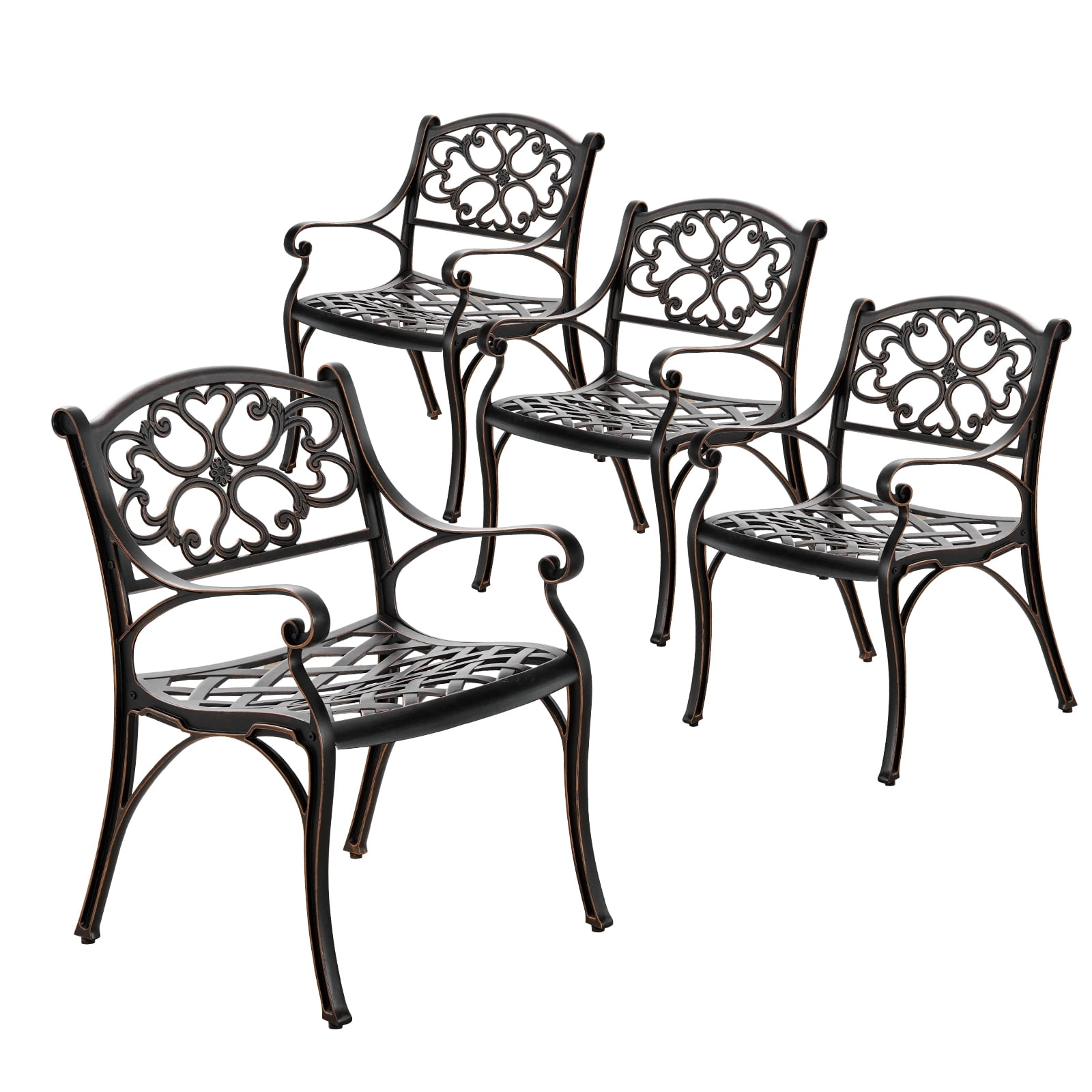 PATIOIN 4 Pieces Outdoor Bistro Chair Cast Aluminum Patio Dining
