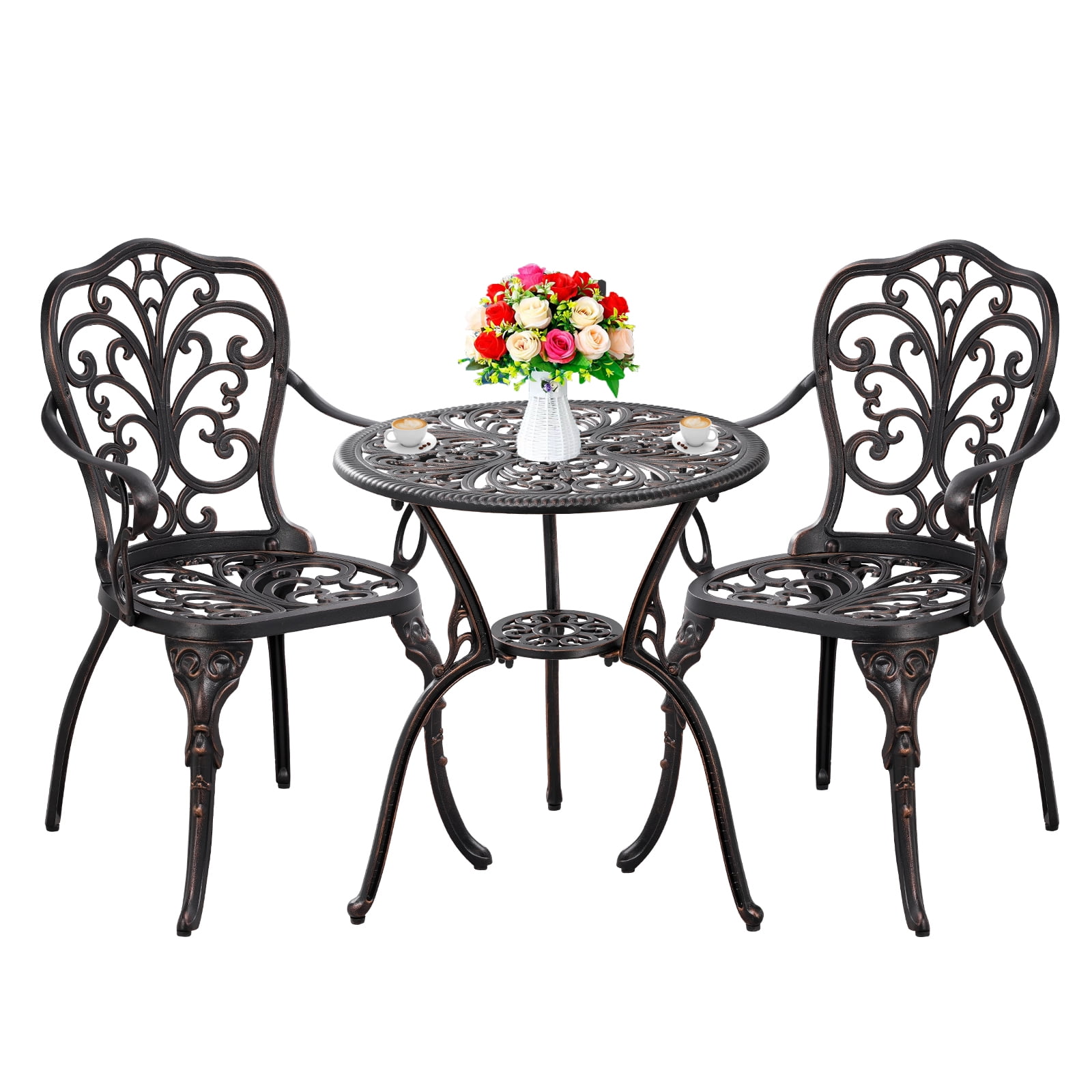 PATIOIN Cast Aluminum Patio Furniture Outdoor Bistro Table and Chair