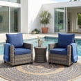thumbnail image 1 of Decksplore2 Piece Outdoor Patio Armchair Set, Wicker Rattan Single Sofa Chairs with 4.3" Cushions & High Backrests, All-Weather Porch Chairs for Balcony Deck, Blue, 1 of 9