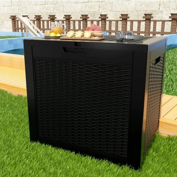 PATIOEASY 30 Gallon Resin Deck Box,Waterproof & UV-Resistant Toy Box ,Outdoor Garden Tools and Tools Storage, Outside Storage Boxes for Furniture, Garden Tools and Tools Storage-Black