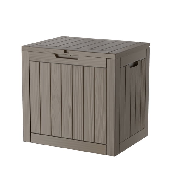PATIOEASY 35 Gallon Lockable Resin Deck Box, Waterproof & Outdoor Storage Box for Outdoor Cushion Storage and Outdoor Delivery Storage,Brown