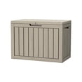 thumbnail image 1 of PATIOEASY 45 Gallon Lockable Resin Deck Box, Waterproof & UV-Resistant Outdoor Storage Box for Garden Tools and Pool Supplies Storage, Brown, 1 of 8