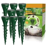 Decksplore 8 Pack Solar Powered Mole Trap with Screw-Shape Stakes, Mole Repellent, Ultrasonic Mouse Repellent, Safe and Effective Big Rats Controlfor Garden, Lawn, Yard, Farmland