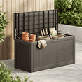 thumbnail image 1 of PATIOEASY 100 Gallon Lockable Resin Deck Box,Waterproof & Outdoor Toys Storage Box for Outdoor Cushion Storage and Outdoor Delivery Storage-Brown, 1 of 9