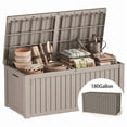 thumbnail image 1 of Decksplore 220 Gallon Resin Deck Box, Large Weatherproof Outdoor Storage Box for Patio, Tan, 1 of 8