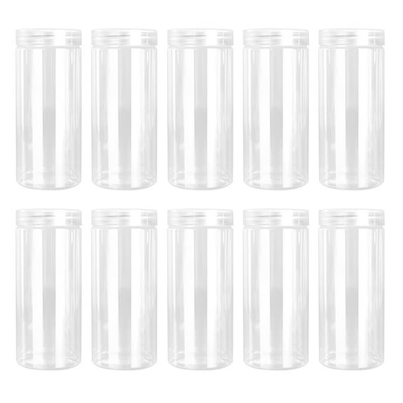 PATKAW 10pcs 330ml Transparent Plastic Bottles Round Shape Tins Leakproof Empty Container Jars for Daily Use